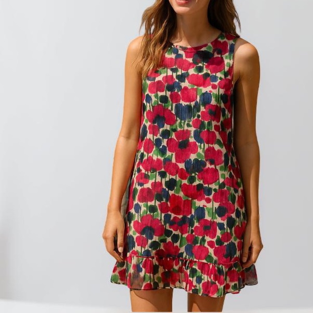 [m] ZARA Dress floral sheer vibrant Sleeveless